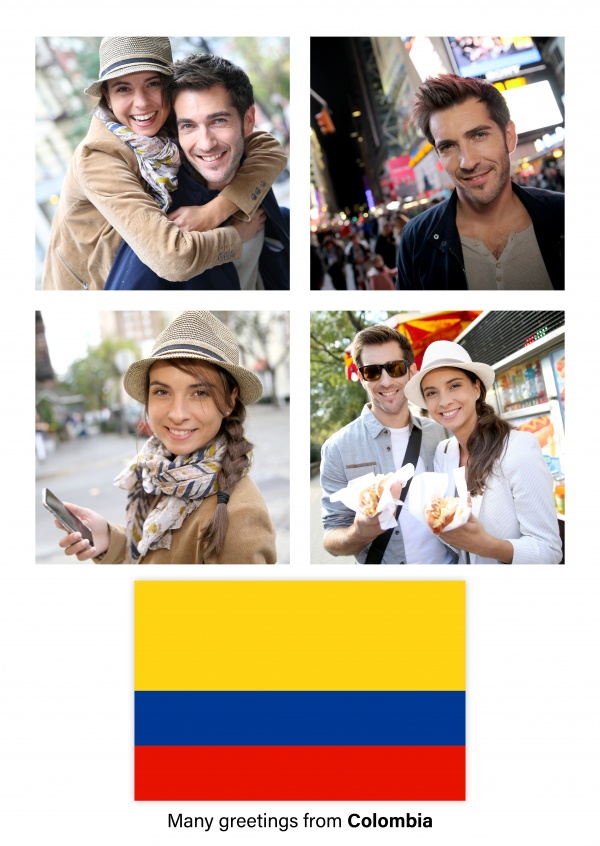 Cartão-postal com a bandeira da Colômbia