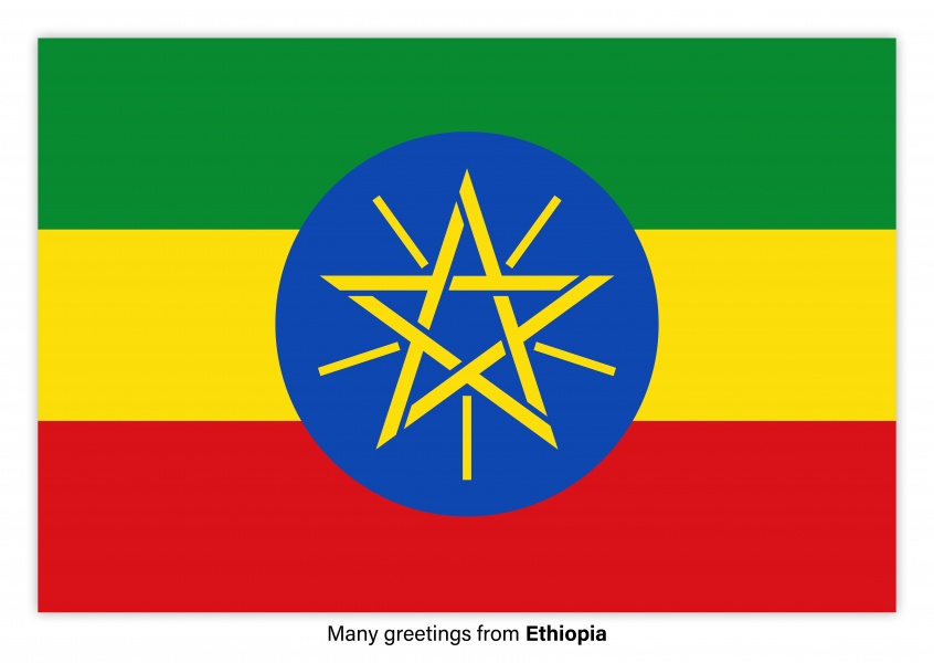 Cartão-postal com a bandeira da Etiópia