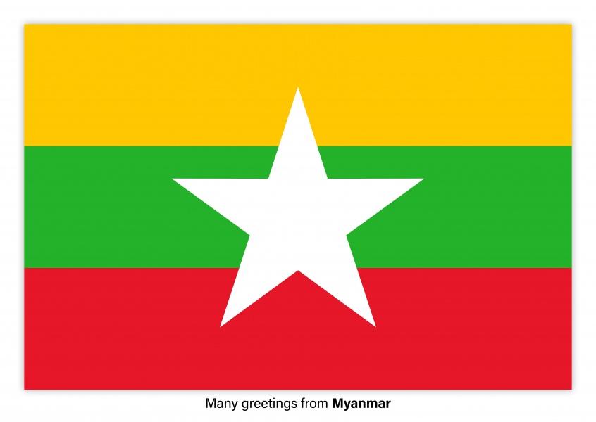 Cartão-postal com a bandeira de Mianmar