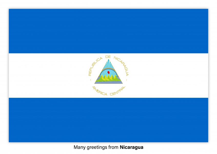 Cartão-postal com a bandeira Nicarágua