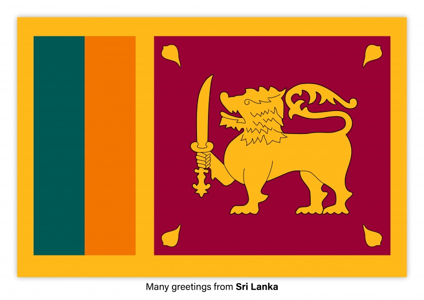 Cartão-postal com a bandeira de Salomão, Sri Lanka