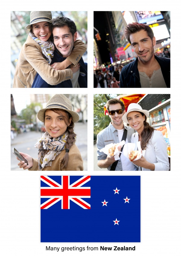Cartão-postal com a bandeira da Nova Zelândia