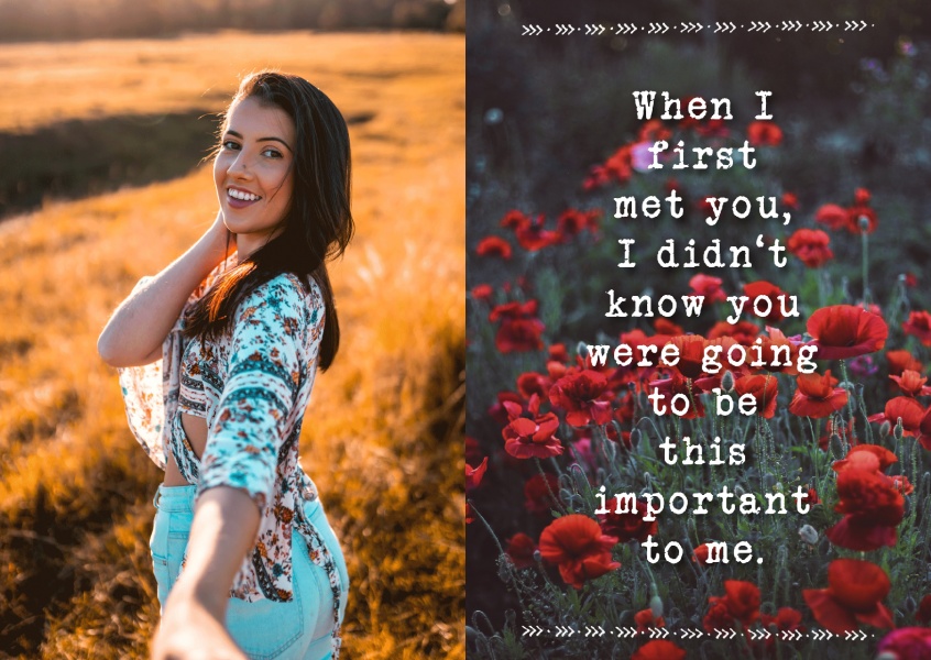 Liebeskarte Spruch first met you be important to me