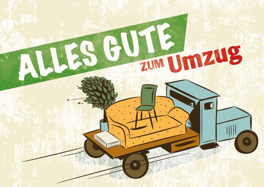 Alles gute zum Umzug Glückwunschkarten Echte Postkarten online
