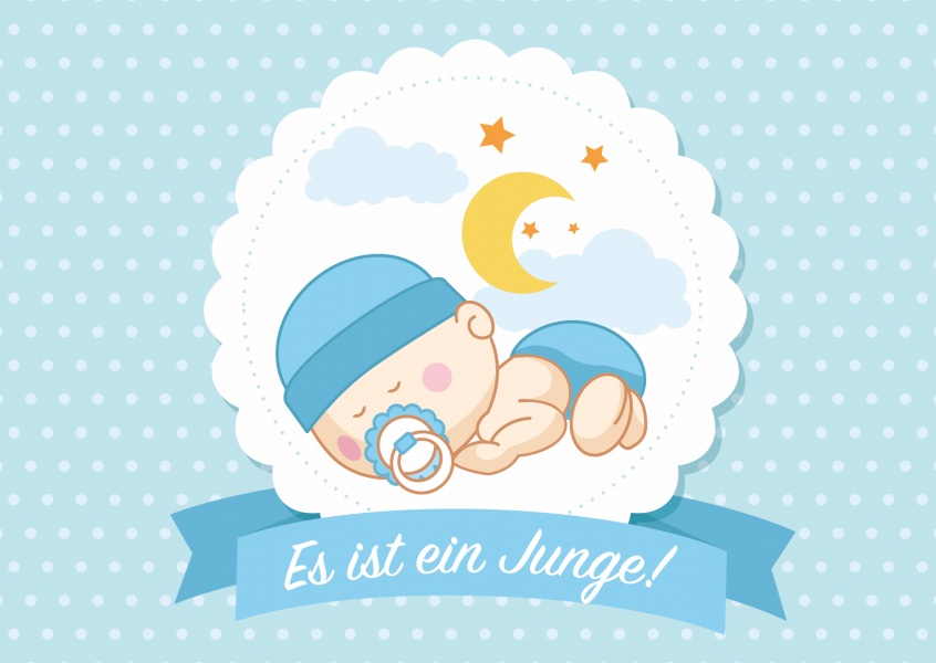 foldingcard Gratulation Junge Baby Blau Illustration Geburt 4578_66