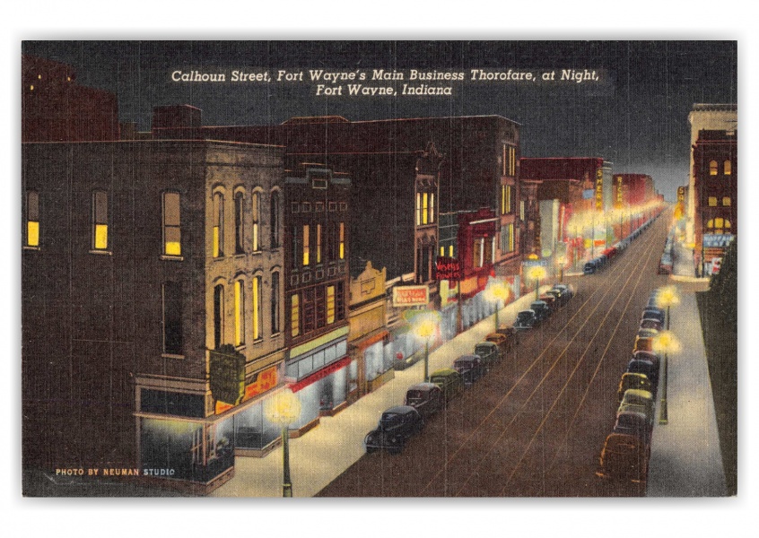 Fort Wayne, Indiana, Calhoun Street at night