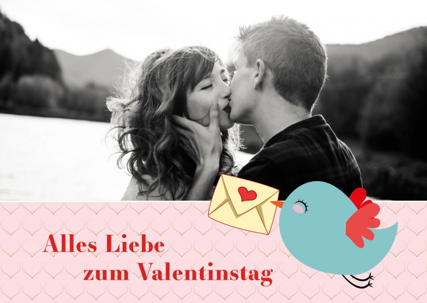 Illustration kleiner Vogel mit Briefumschlag