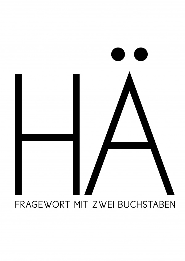Hä-Spruch in schwarz auf weissem Hintergrund–mypostcard