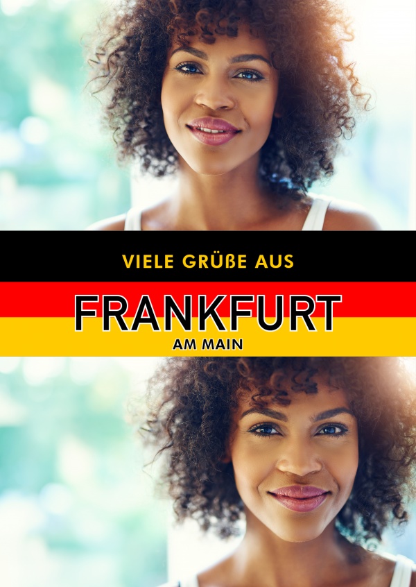 Frankfurt/Main saludos en alemán en el diseño de la bandera