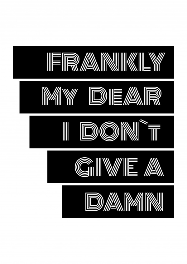 I don't give a damn in retro lettering on white background–mypostcard