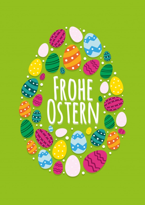 geprägte Pappe Frohe Ostern 70cm lang bunt Ostern