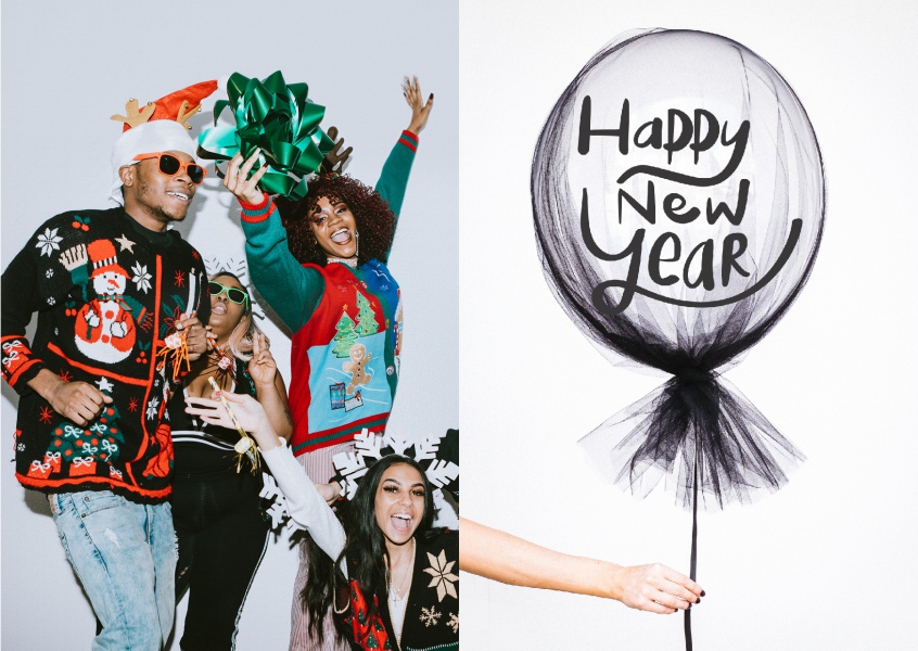 Frohes Neues Jahr mit Luftballon