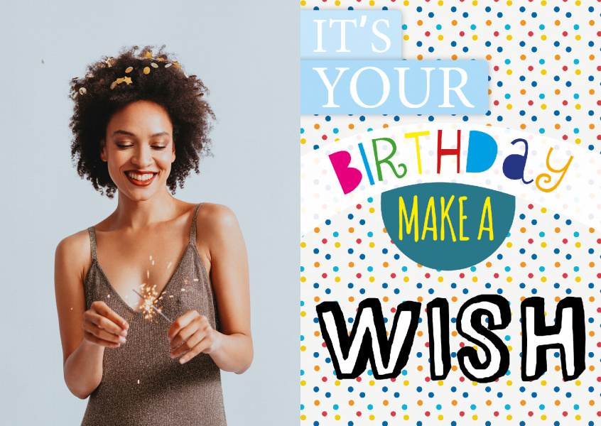 its your birthday make a wish design postkarte