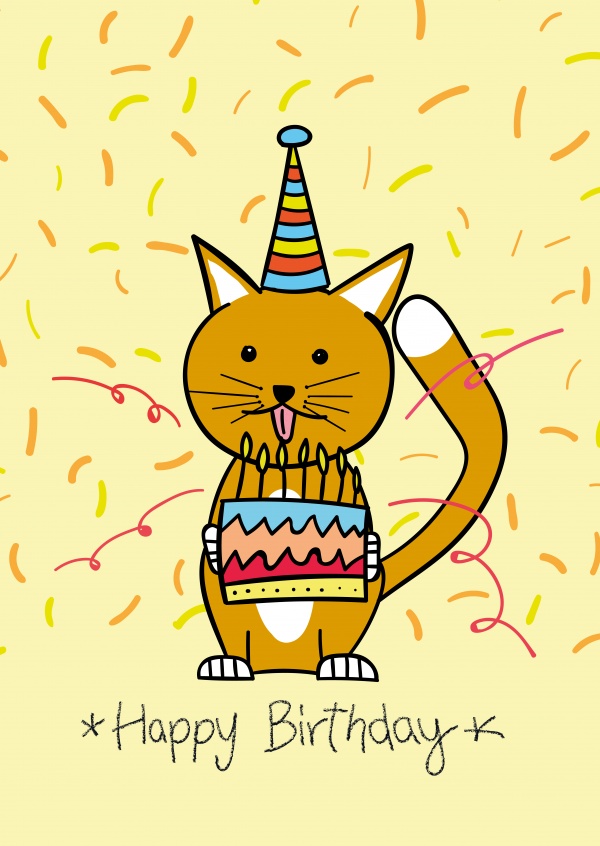 Geburtstagkatzchen Happy Birthday Card Geburtstagskarten Spruche Echte Postkarten Online Versenden