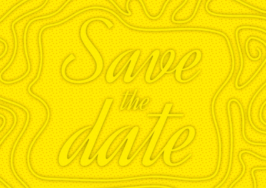 Gelbe Einladungskarte Save the date