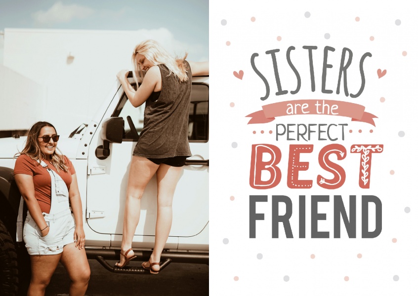 Weiße karte mit dem spruch: sisters are the perfect best friend