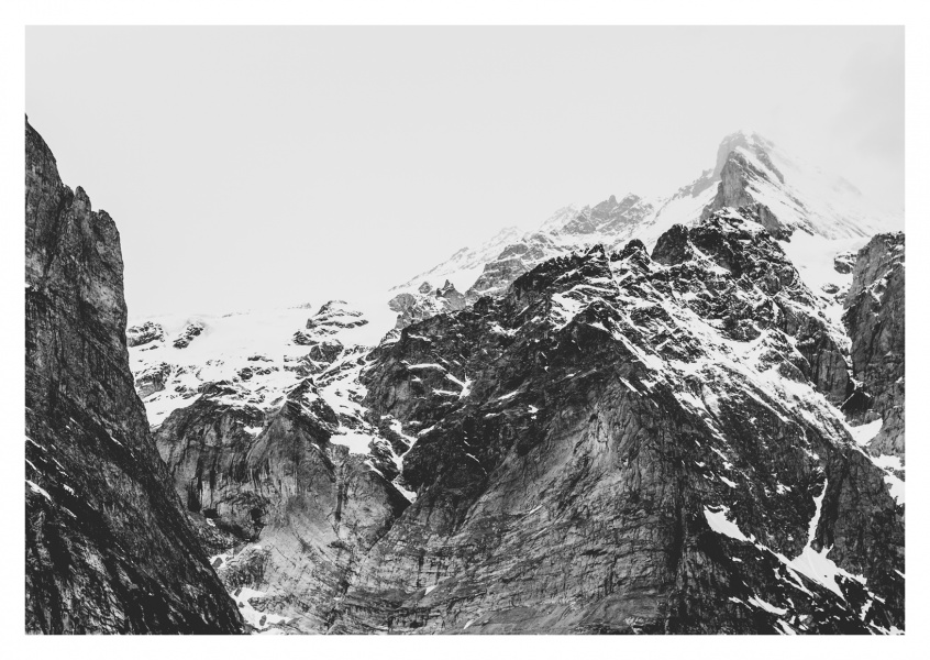 schwarz weiß Foto eines Gletschers