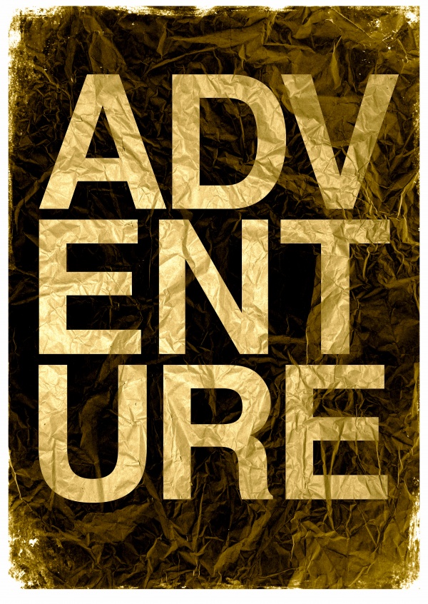 Kubistika adventure in golden lettering