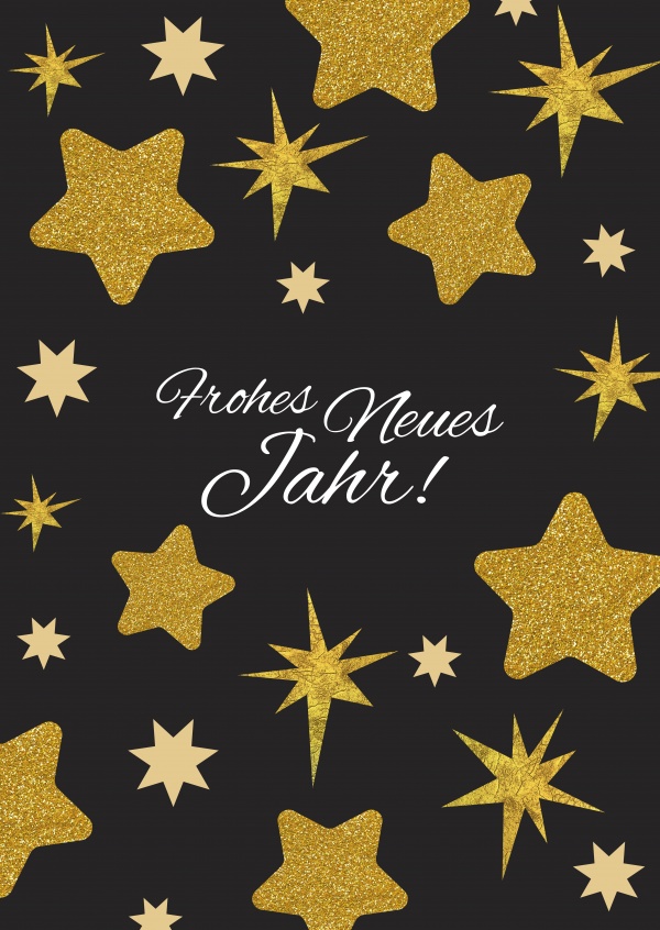 Frohes Neues Jahr Goldenen Sternen Frohes Neues Jahr 21 Echte Postkarten Online Versenden