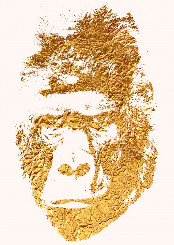 Kubistika goldener Gorilla