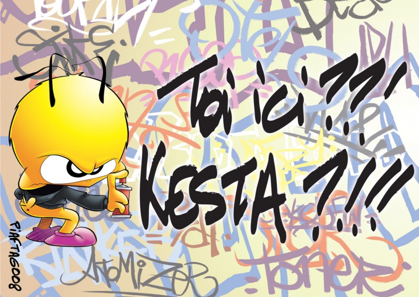 Le Piaf preventivo Graffiti tag Toi ici kesta