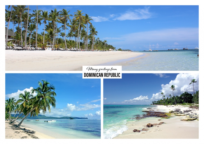 Dominican republic with beaches, palms and clean water
