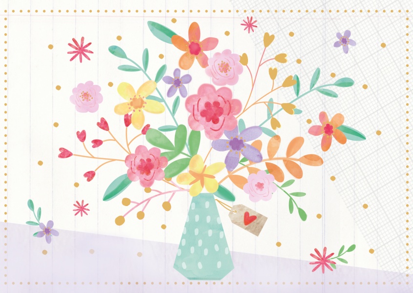 pastel coloured illustration of a bouquet
