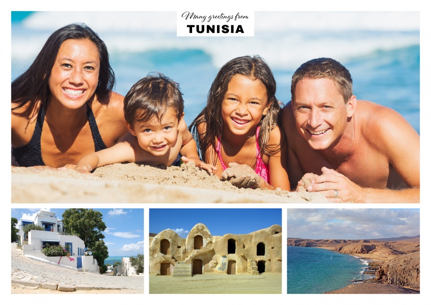 three photos of the cities and deserts of Tunisia