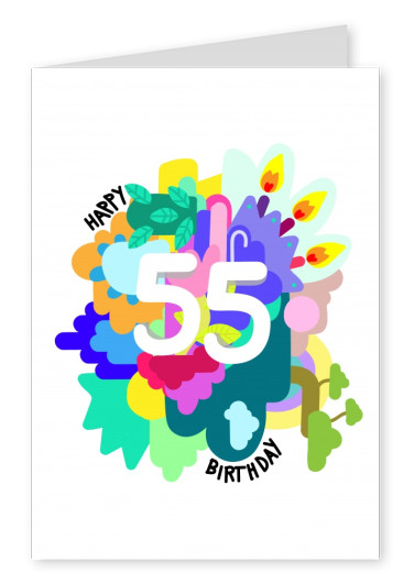 Cartão com fundo colorido e feliz aniversário dizendo: