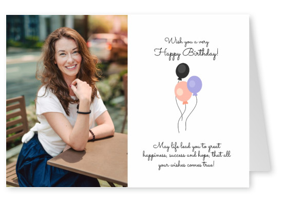 tarjeta con birthdaywishes y globos