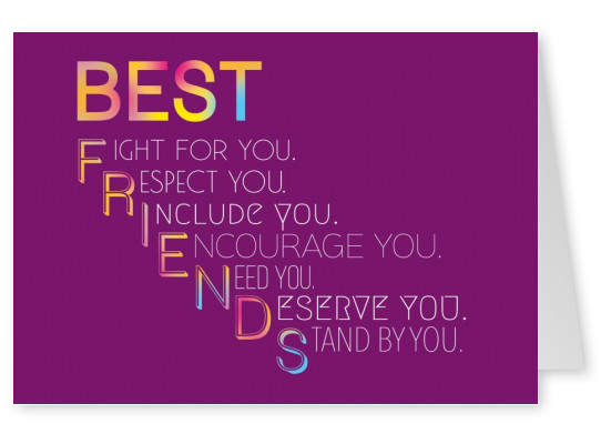 Purple background with colorful quote about best friends