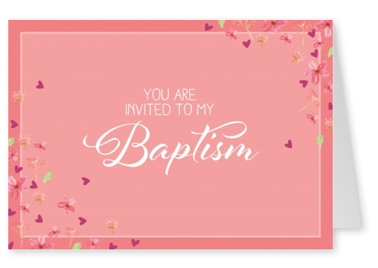 Baptism invitation card in pink