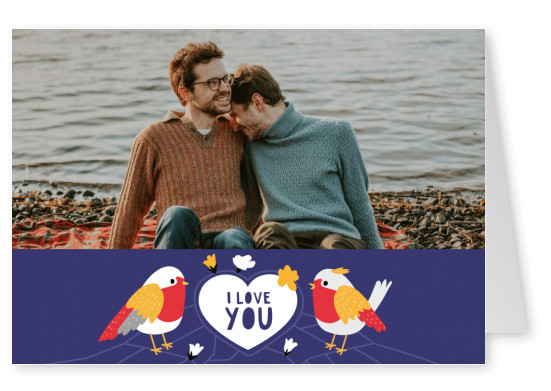 I love you card with birds