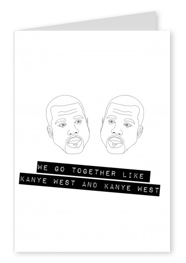 white card with Kanye West
