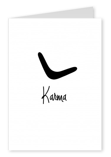 Karma written on black handwriting on white background with boomerang–mypostcard