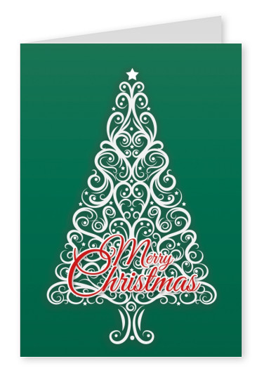 White Christmastree on green background