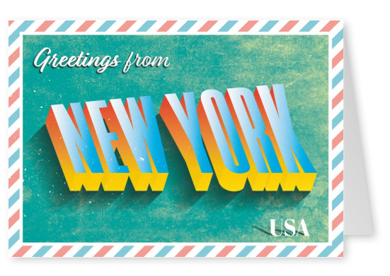 New York - Retro Style Postcard Design - Postcard