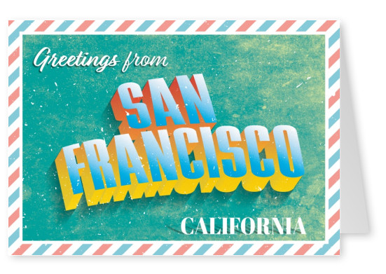 San Francisco - Retro Style - Greetings from San Francisco Vintage Postcard