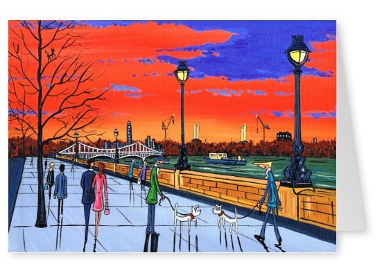 Painting from South London Artist Dan Battersea Sunset