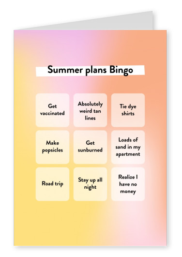 Summer plans Bingo