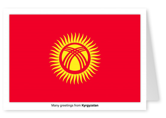 Postcard with flag of Kyrgyzstan