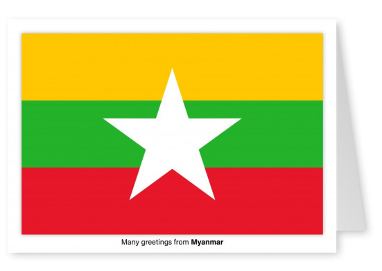Postcard with flag of Myanmar
