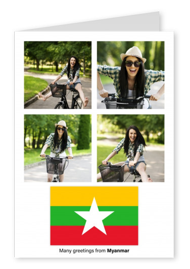 Postcard with flag of Myanmar