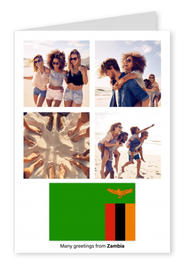 Postcard with flag of Zambia