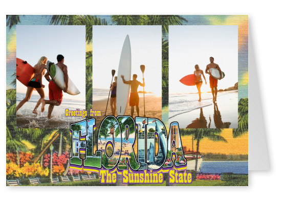 vintage saudação, cartão de saudação, desde a Flórida, o estado do sol