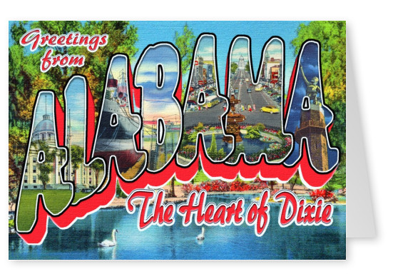 Alabama Retro Style Postcard