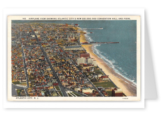 Atlantic City New Jersey Aerial View Convention Hall and Piers