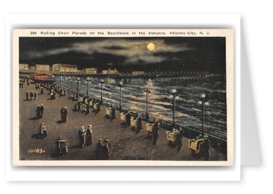 Atlantic City New Jersey Boardwalk Rolling Chair Parade at Night