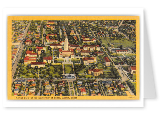 Austin, Texas, University of Texas aerial view
