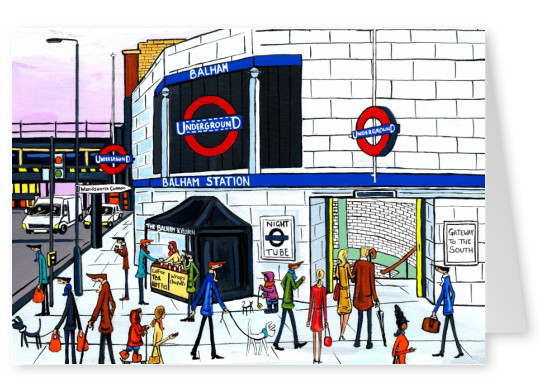 Ilustração do Sul de Londres, Dan Balham Estação noite tubo